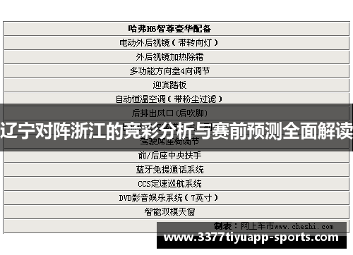 辽宁对阵浙江的竞彩分析与赛前预测全面解读